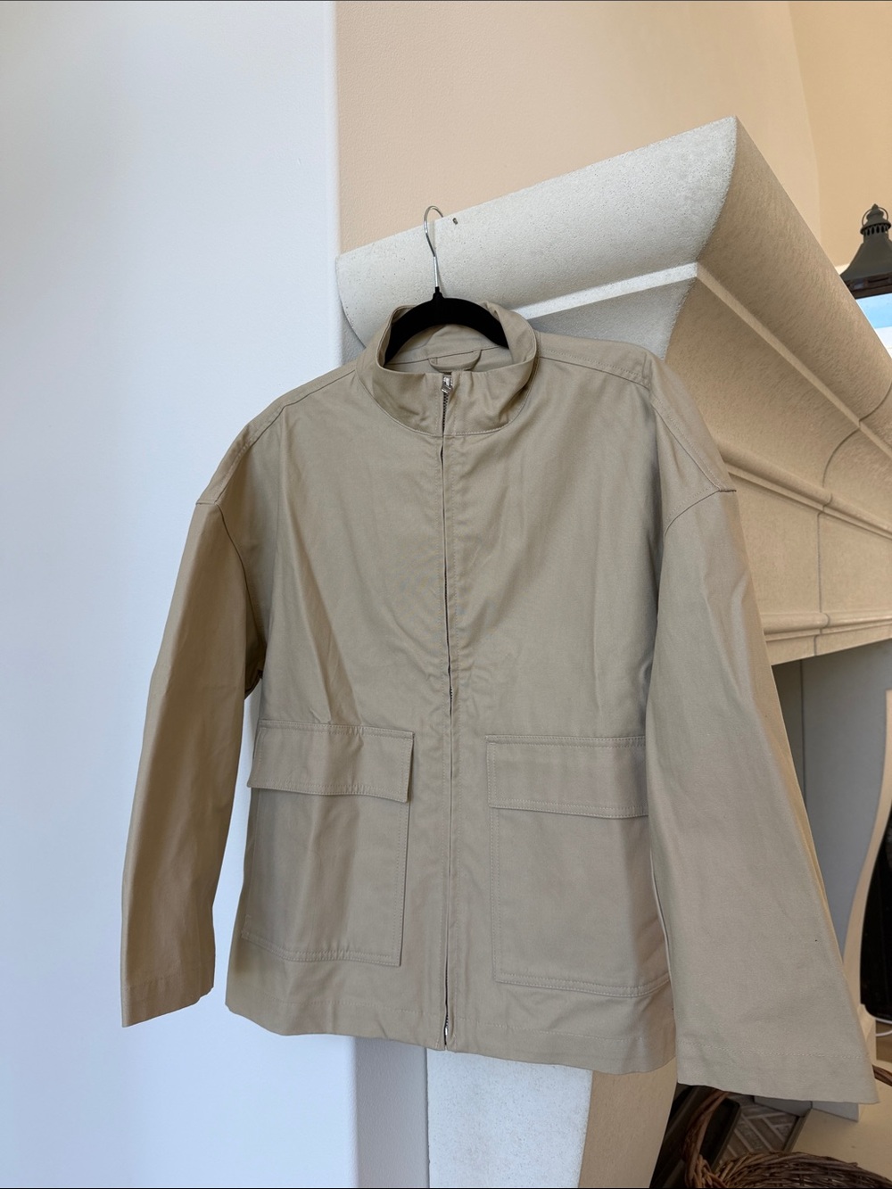 H&M tan zip up utility jacket